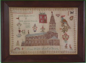 Saint Marks Church formerly in the parish of Witton, stitched in 1842 by Alice Walsh aged 10
