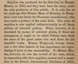 Leon Arnoux 1877 on Palissy ware and majolica