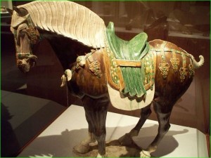 Lead glaze earthenware, Chinese Sancai horse, colored