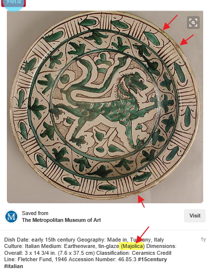 GlazesTinItalianDamageAndNameMajolica