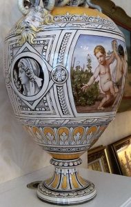 Minton tin-glaze majolica, brush painted decoration on opaque white glaze, impressed factory marks, circa 1860