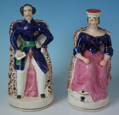 Antique Victorian Staffordshire Pottery Spaniels and Animals