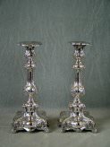 Pair ornate WMF silver plated candlesticks