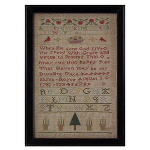 Small Antique Sampler, 1781, By Elizabeth Royce