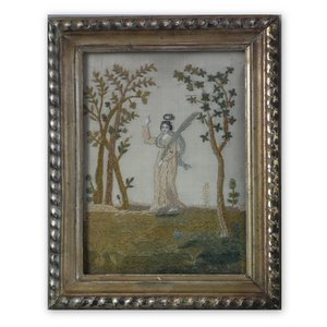 Antique French Silkwork Embroidery of an Angel