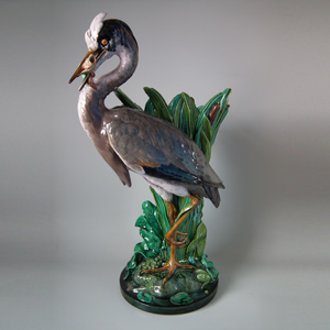 Minton Majolica Heron Umberella Stand, by John Henk