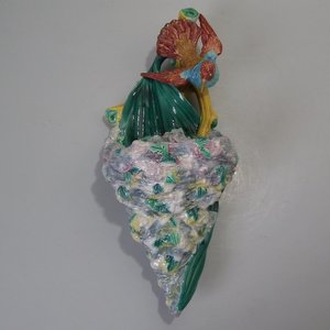 Royal Worcester Majolica Bird With Nest Wall Pocket