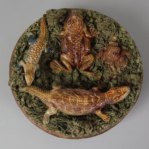 Mafra Palissy Majolica Toad and Salamander Wall Plate