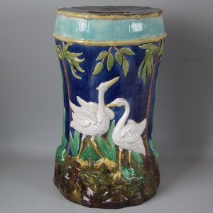 Forester Majolica Stork and Bamboo Garden Seat