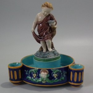 Minton Majolica Figural Flower Holder