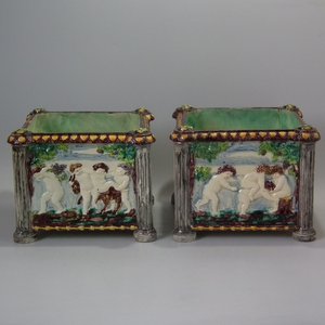 Pair Thomas Sergent Palissy Majolica Planters