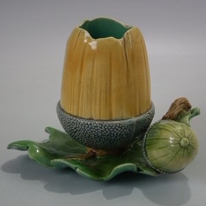 Minton Majolica Oak and Acorn Vase