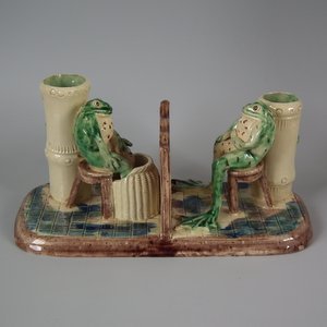 Humorous Majolica Frog Vase