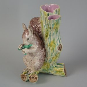 Worcester Majolica Squirrel Figural Vase