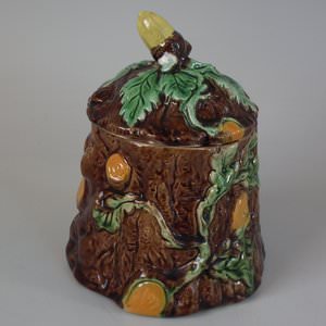 Majolica Oak and Acorn Pot and Cover