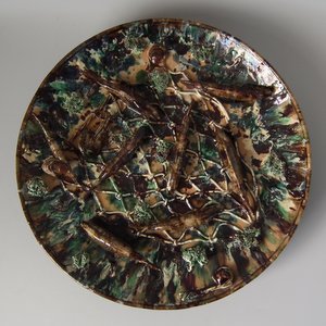 Avelino Soares Belo Majolica Palissy Fish in Net Wall Plate