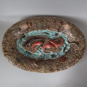 Large Luneville Palissy Majolica Fish Platter
