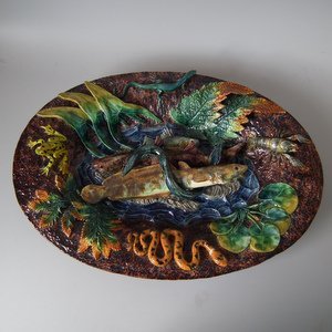 Thomas Sergent Palissy Majolica Fish Platter