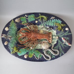 Monumental Palissy Majolica Lobster Wall Platter
