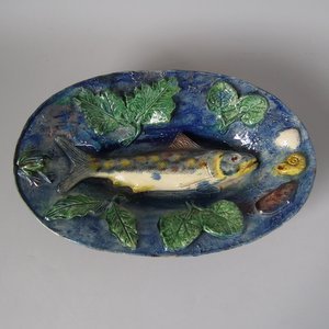 French Palissy Majolica Fish Wall Platter