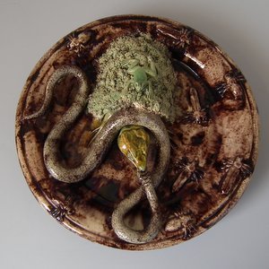 Mafra Majolica Palissy Lizard, Snake and Insect Plate