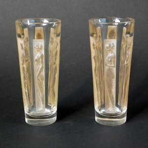 Rene Lalique Glass 'Six Figurine' Shot Glasses (two)