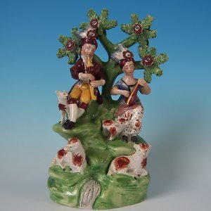 Staffordshire Pearlware Musicians & Sheep Bocage Group