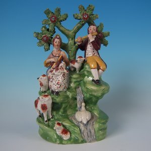 Staffordshire Pearlware Musicians & Sheep Bocage Group