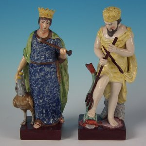 Pair Staffordshire Pearlware Juno and Neptune figures