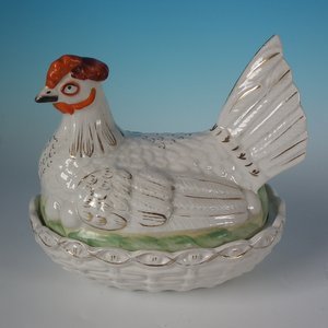 Staffordshire Pottery Hen on Nest Tureen