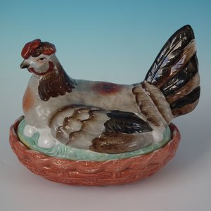 Staffordshire Pottery Hen on Nest Tureen