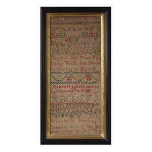 Antique Sampler, 1739, by Elizabeth Keeling