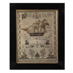 Antique Scottish Ship Sampler, 1848, by Rosalinda Anderson