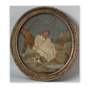 Embroidery Picture of a Girl with her Dog