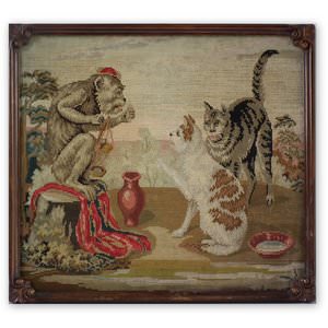 Berlin Woolwork Cats & Monkey Embroidery