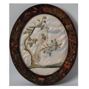 Antique Silkwork Embroidery of a Bird of Paradise