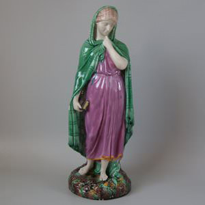 Majolica Glazed Parian Figure of Highland Mary