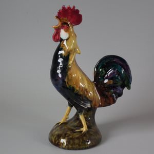 Jerome Massier Majolica Cockerel/Rooster Vase