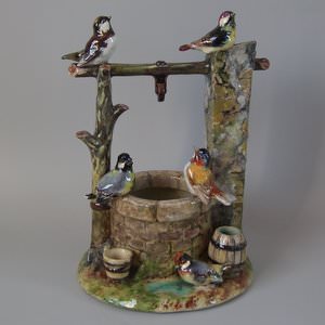 Jerome Massier Majolica Birds Around Well Group
