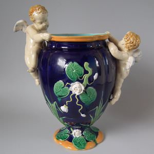 Minton Majolica Cherub Vase