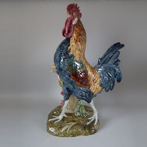 Choisy Majolica Rooster/Cockerel Vase by Paul Comolera