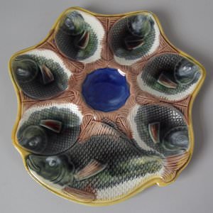 Adams & Bromley Majolica 6 Well Fish Oyster Plate