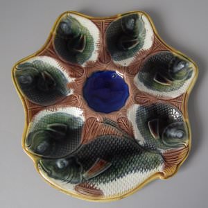 Adams and Bromley Majolica Fishes Oyster Plate