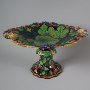 Alcock Majolica Butterfly, Flower And Leaf Comport