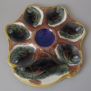 Adams and Bromley Majolica Fishes Oyster Plate
