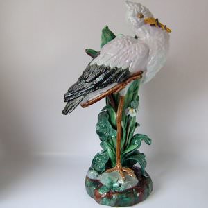 Large Holdcroft Majolica Stork Stick Stand