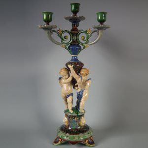 Minton Majolica Cherubs Candelabra