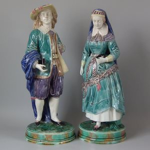 Pair Majolica Figures