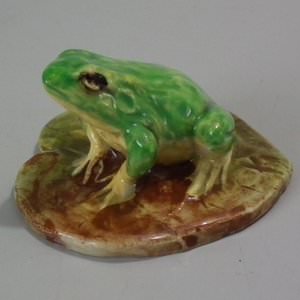 Jerome Massier Fils Majolica Frog on Lily