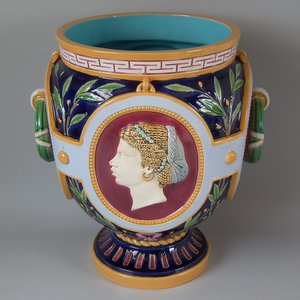 Minton Majolica Continents Americas & Africa Jardiniere
